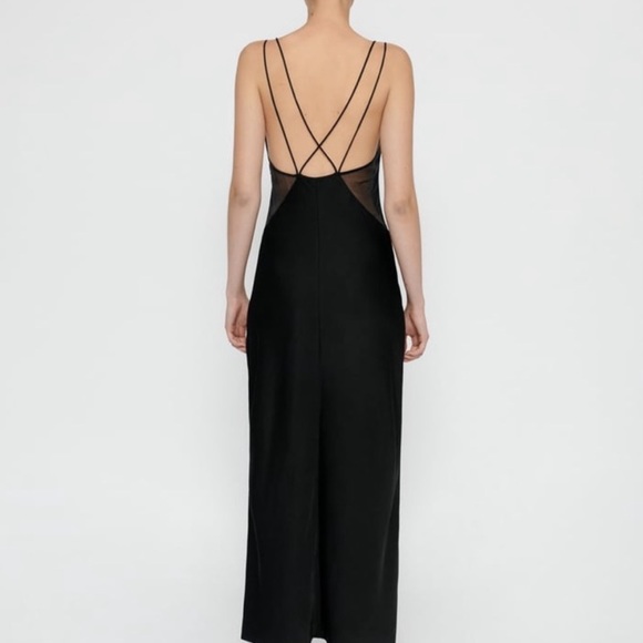 Zara Black Organza Satin Effect Slip Dress - Picture 3 of 7
